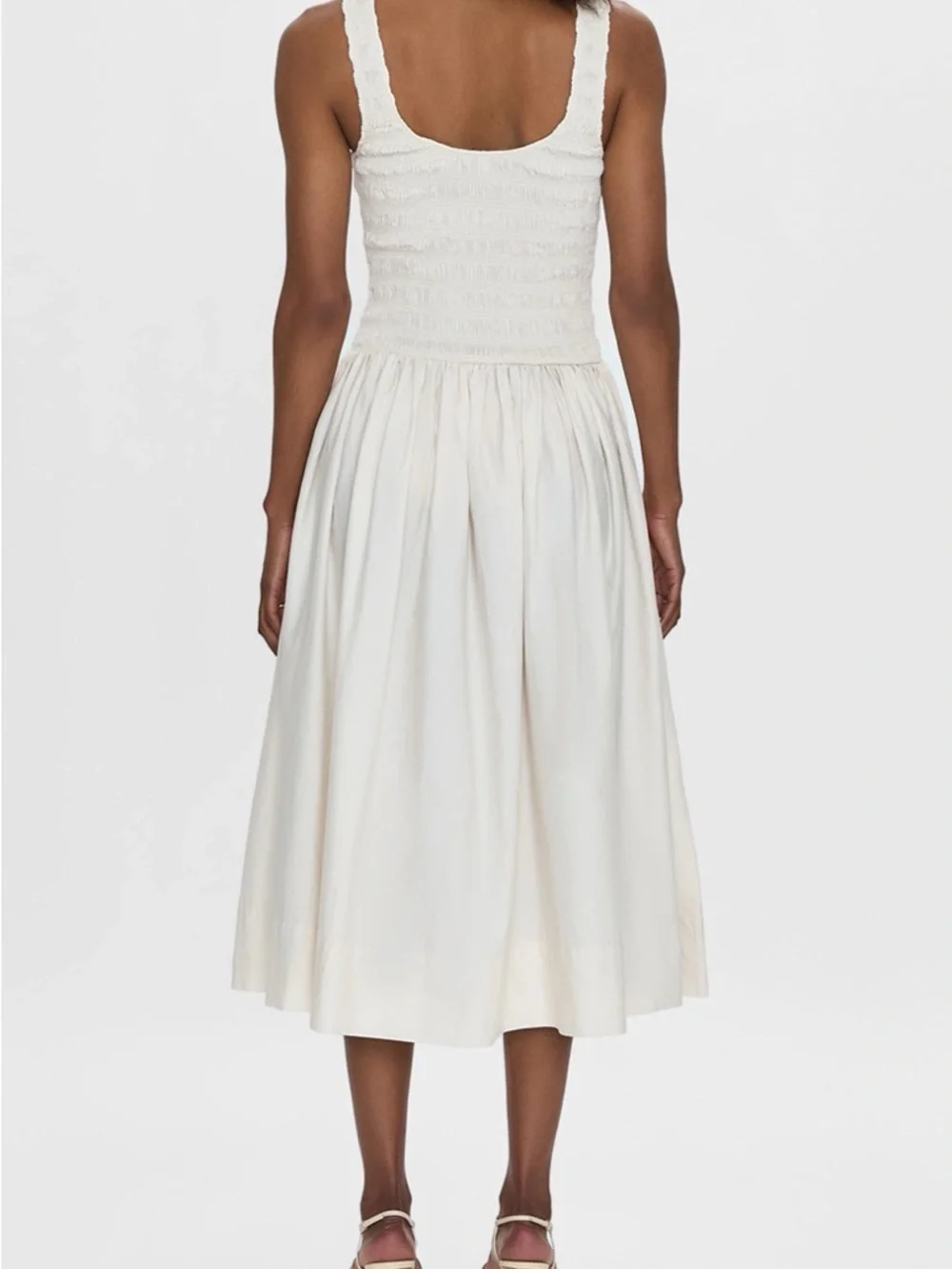 Nwot Alessia Smocked Tank Midi Dress in Cream - Picture 4 of 5